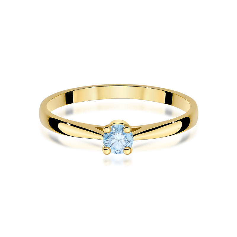 Inel Aur 14K cu Diamant Albastru de Laborator 0.15 ct, imaginea 2 din 12