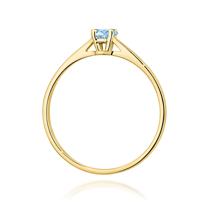 Inel Aur 14K cu Diamant Albastru de Laborator 0.15 ct, imaginea 3 din 12