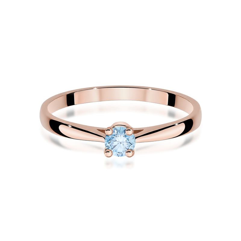 Inel Aur 14K cu Diamant Albastru de Laborator 0.15 ct, imaginea 6 din 12