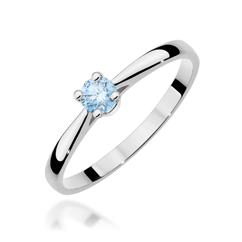 Inel Aur 14K cu Diamant Albastru de Laborator 0.15 ct, imaginea 9 din 12