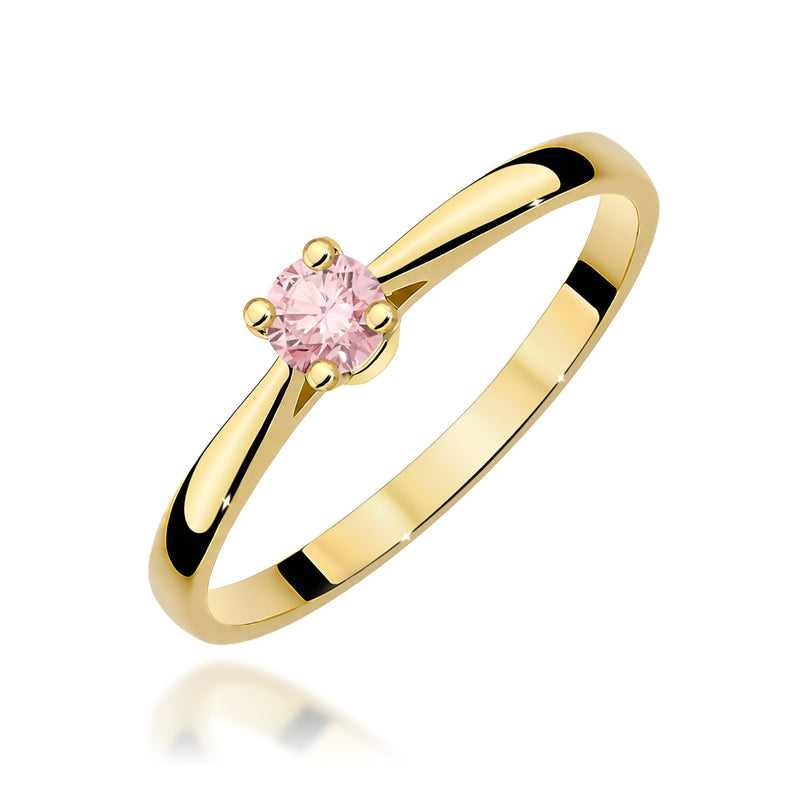 Inel Aur 14K cu Diamant Roz de Laborator 0.15 ct — Aur galben