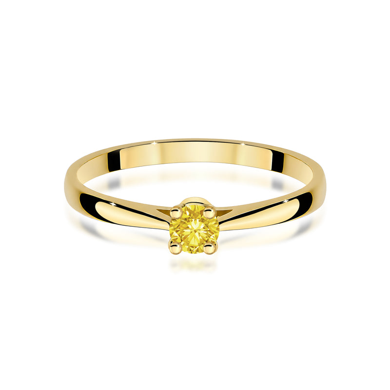 Inel Aur 14K cu Diamant Galben de Laborator 0.15 ct, imaginea 2 din 12