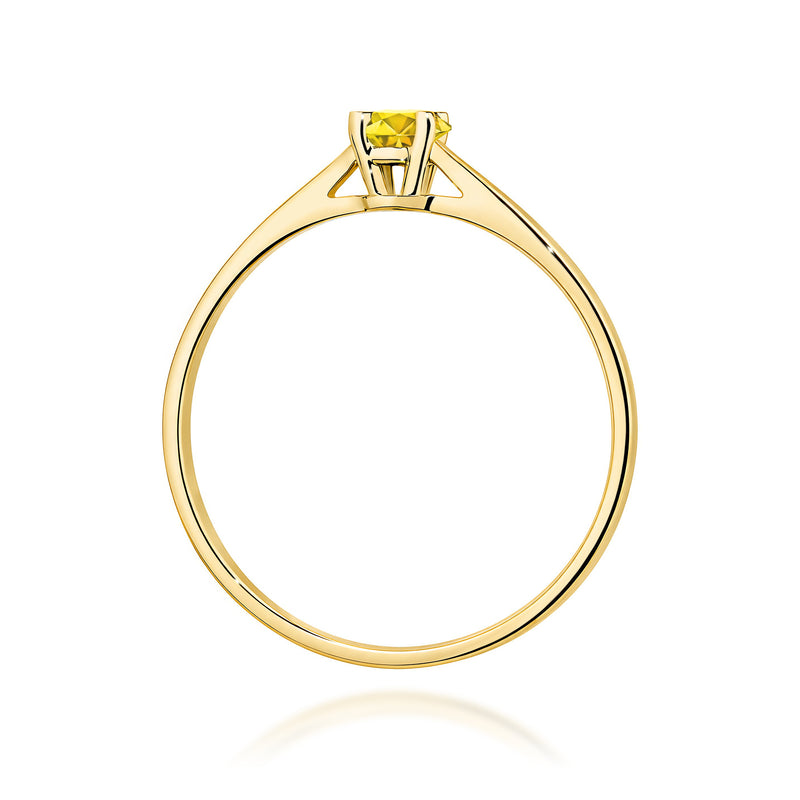 Inel Aur 14K cu Diamant Galben de Laborator 0.15 ct, imaginea 3 din 12