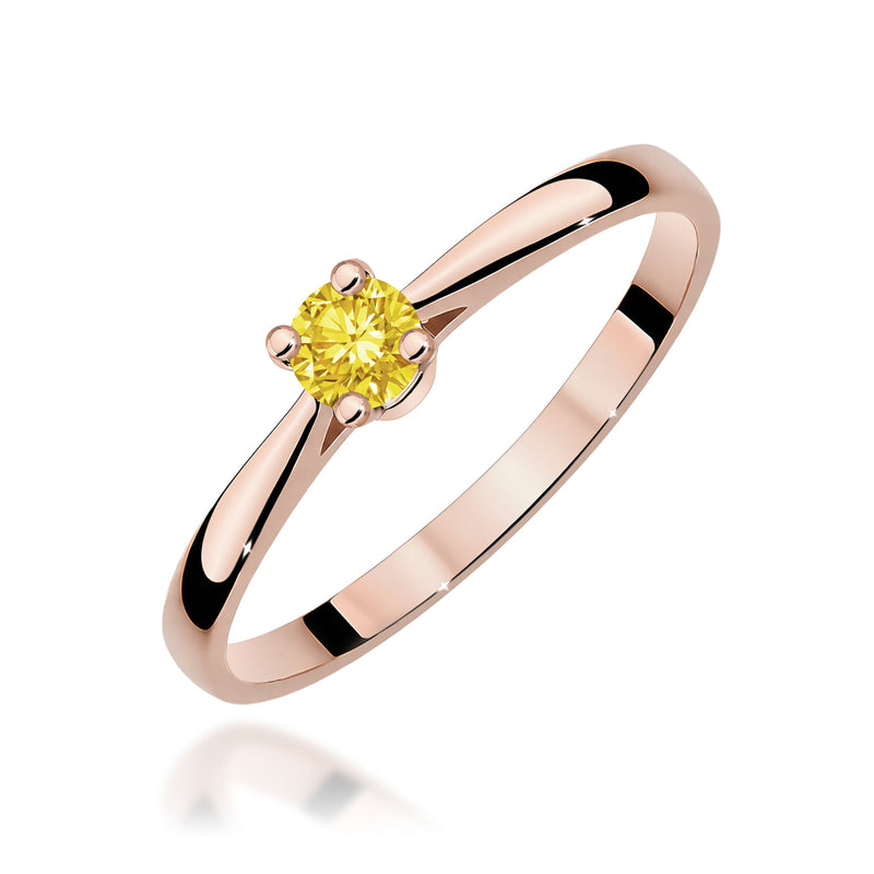 Inel Aur 14K cu Diamant Galben de Laborator 0.15 ct, imaginea 5 din 12
