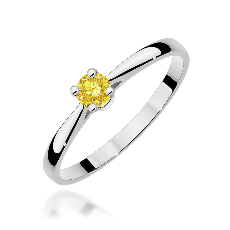 Inel Aur 14K cu Diamant Galben de Laborator 0.15 ct, imaginea 9 din 12