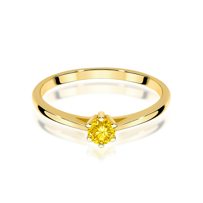 Inel Aur 14K cu Diamant Galben de Laborator 0.15 ct, imaginea 2 din 12
