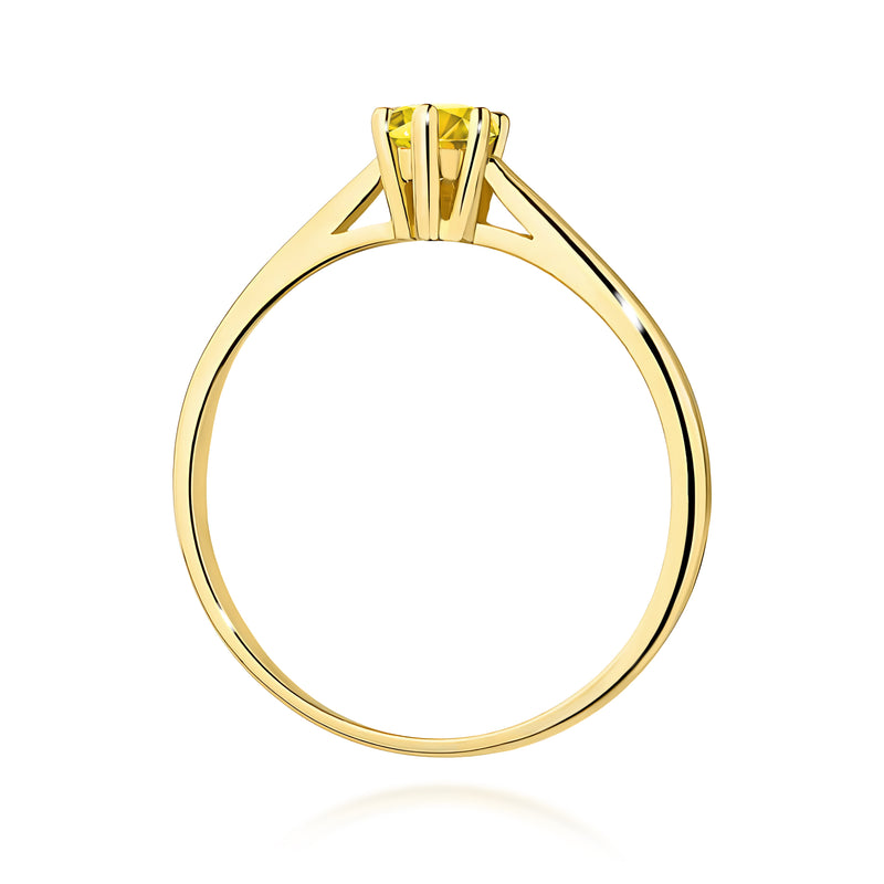 Inel Aur 14K cu Diamant Galben de Laborator 0.15 ct, imaginea 3 din 12