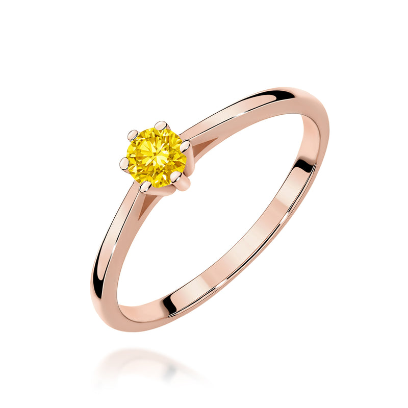 Inel Aur 14K cu Diamant Galben de Laborator 0.15 ct, imaginea 5 din 12