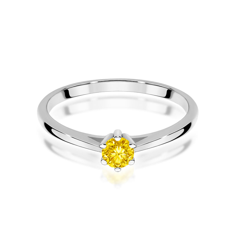 Inel Aur 14K cu Diamant Galben de Laborator 0.15 ct, imaginea 10 din 12