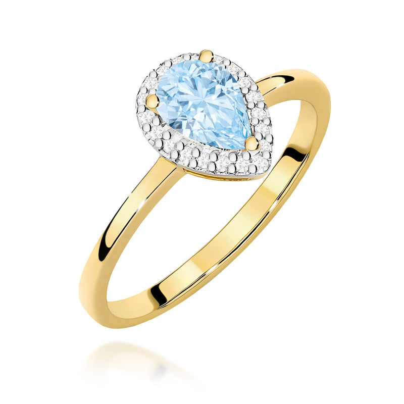 Inel Aur 14K cu Diamante Albastre de Laborator 0.60 ct — Aur galben