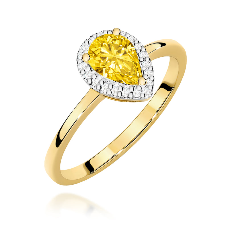 Inel Aur 14K cu Diamante Galbene de Laborator 0.60 ct — Aur galben