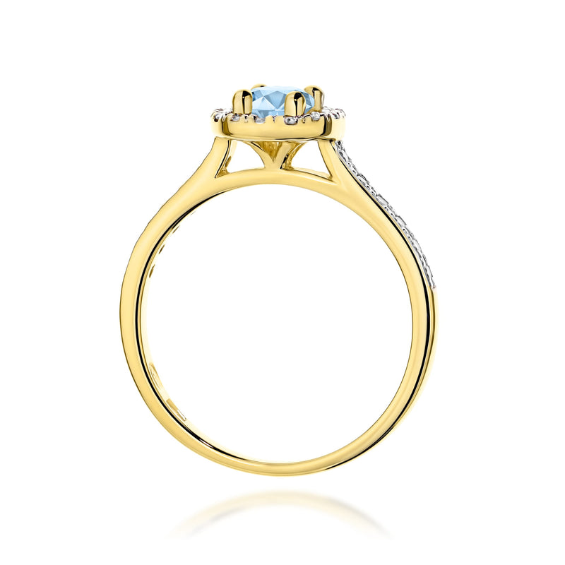 Inel Aur 14K cu Diamante Albastre de Laborator 0.72 ct, imaginea 3 din 12