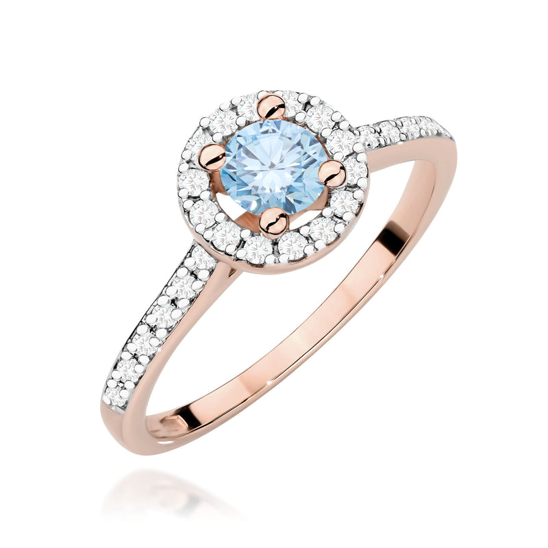 Inel Aur 14K cu Diamante Albastre de Laborator 0.72 ct, imaginea 5 din 12