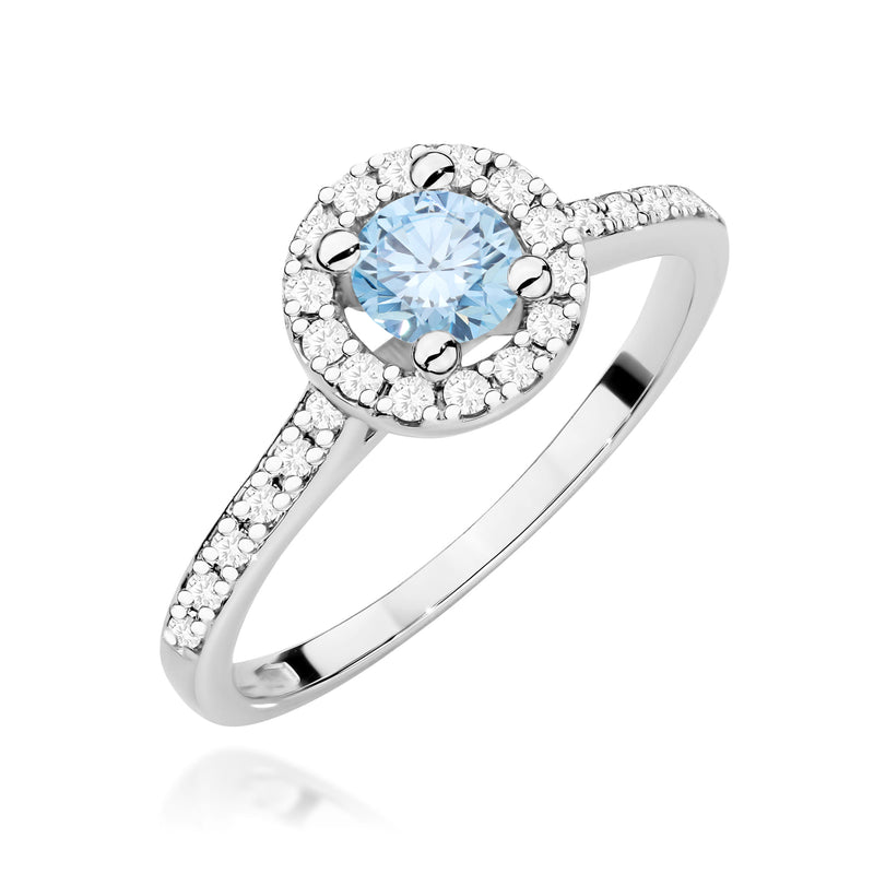 Inel Aur 14K cu Diamante Albastre de Laborator 0.72 ct, imaginea 9 din 12