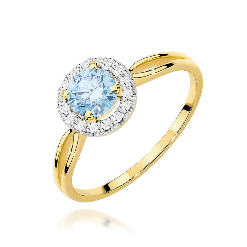 Inel Aur 14K cu Diamante Albastre de Laborator 0.58 ct — Aur galben