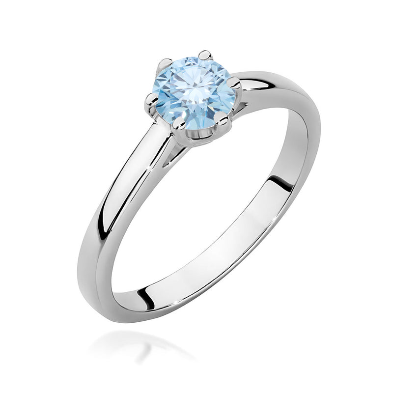 Inel Aur 14K cu Diamant Albastru de Laborator 0.50 ct, imaginea 9 din 12