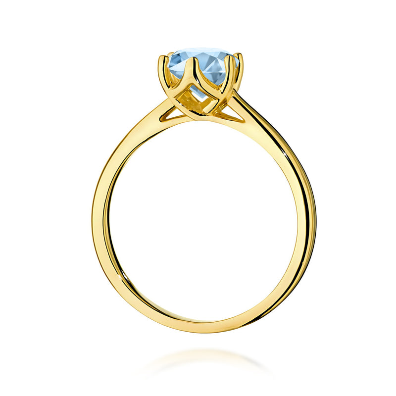Inel Aur 14K cu Diamant Albastru de Laborator 1.00 ct, imaginea 3 din 12