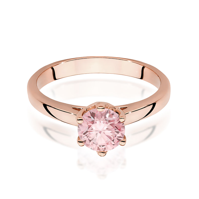 Inel Aur 14K cu Diamant Roz de Laborator 1.00 ct, imaginea 6 din 12