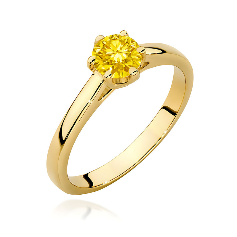 Inel Aur 14K cu Diamant Galben de Laborator 0.50 ct — Aur galben