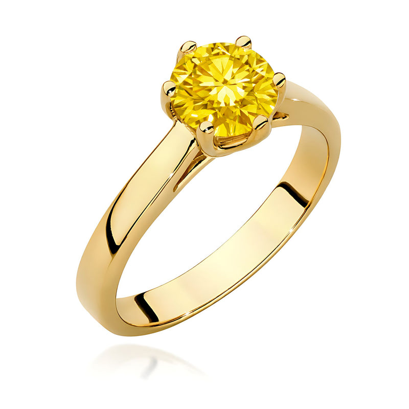 Inel Aur 14K cu Diamant Galben de Laborator 1.00 ct — Aur galben