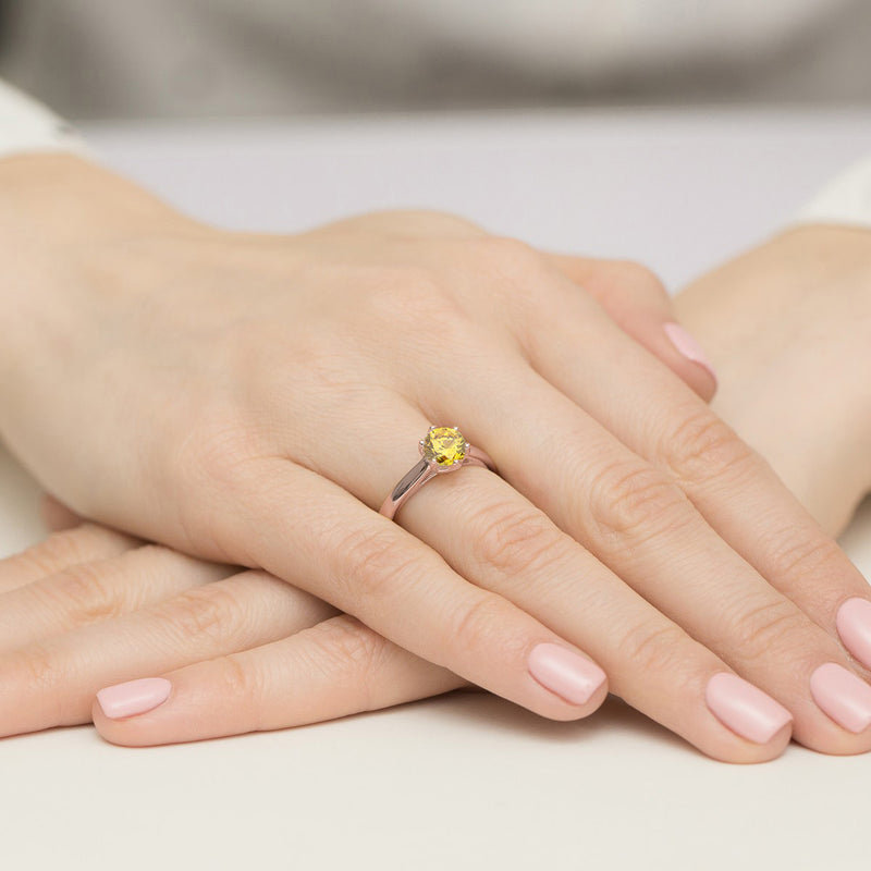 Inel Aur 14K cu Diamant Galben de Laborator 1.00 ct, imaginea 8 din 12