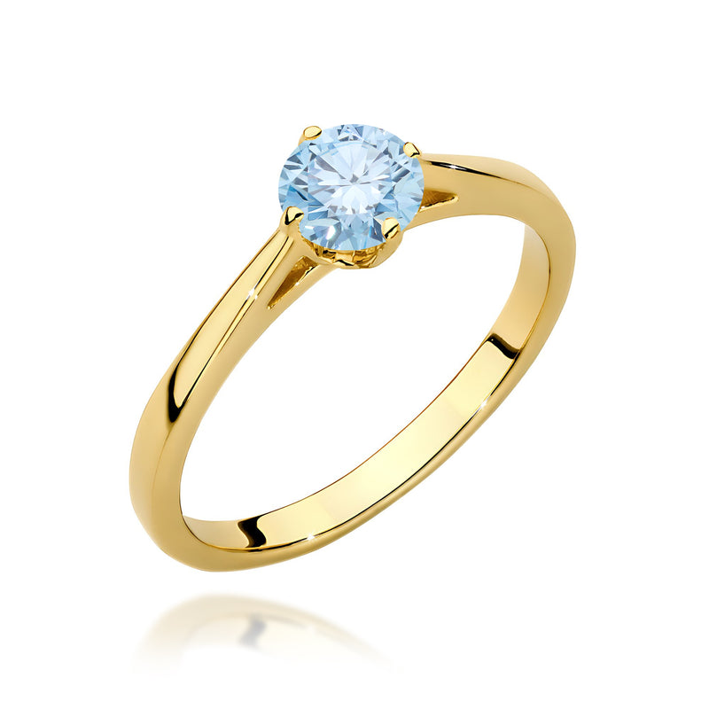 Inel Aur 14K cu Diamant Albastru de Laborator 0.50 ct — Aur galben