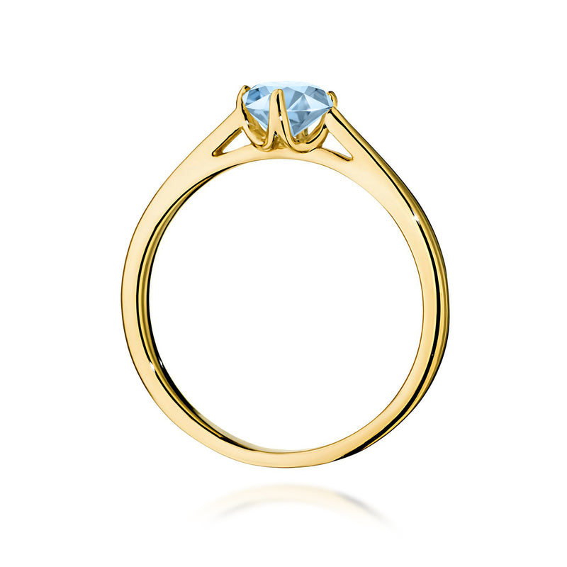 Inel Aur 14K cu Diamant Albastru de Laborator 0.50 ct, imaginea 3 din 12