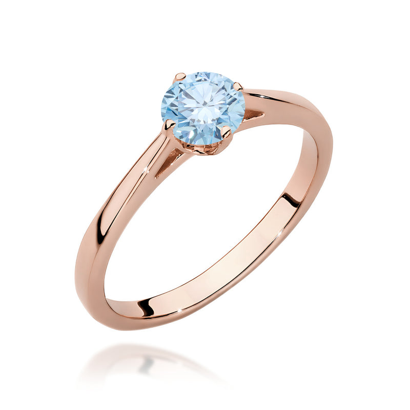 Inel Aur 14K cu Diamant Albastru de Laborator 0.50 ct, imaginea 5 din 12