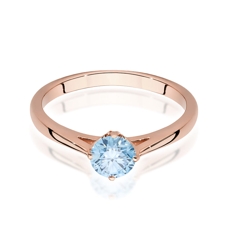 Inel Aur 14K cu Diamant Albastru de Laborator 0.50 ct, imaginea 6 din 12