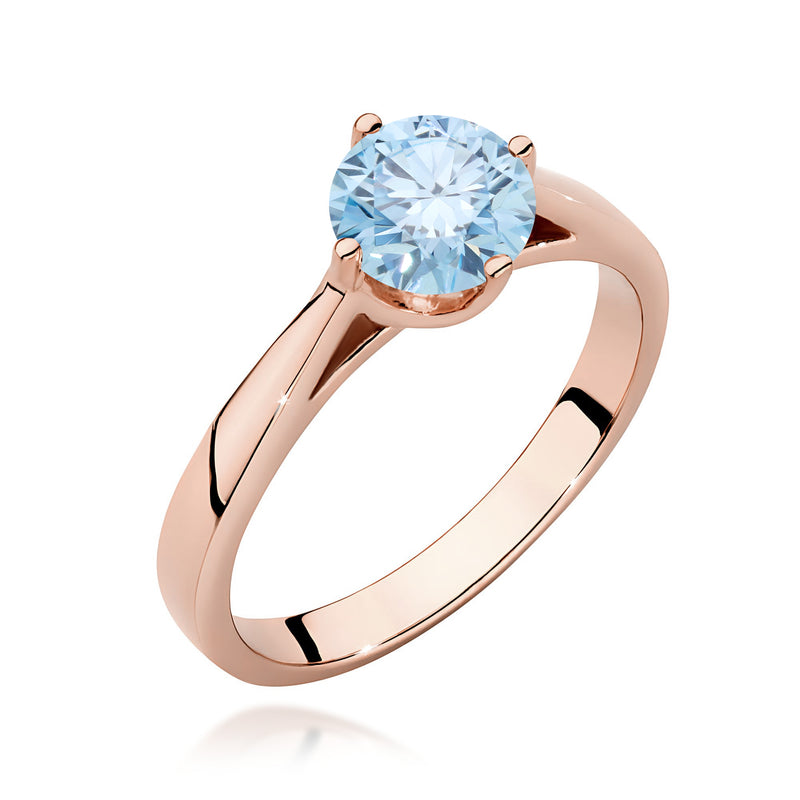 Inel Aur 14K cu Diamant Albastru de Laborator 1.00 ct, imaginea 5 din 12