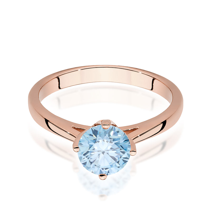 Inel Aur 14K cu Diamant Albastru de Laborator 1.00 ct, imaginea 6 din 12