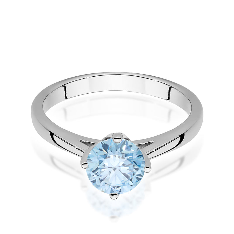 Inel Aur 14K cu Diamant Albastru de Laborator 1.00 ct, imaginea 10 din 12