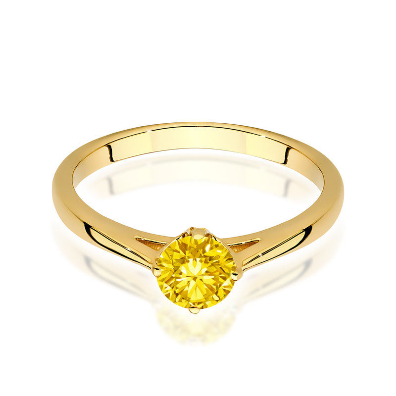 Inel Aur 14K cu Diamant Galben de Laborator 0.50 ct, imaginea 2 din 12