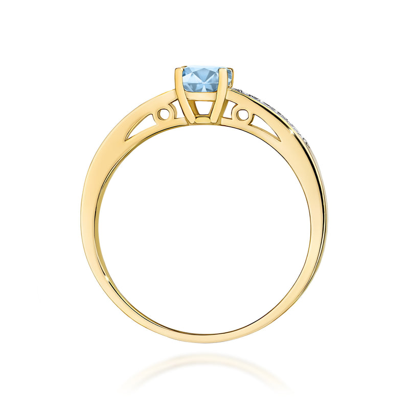 Inel Aur 9K cu Diamante Albastre de Laborator 0.55 ct, imaginea 3 din 8