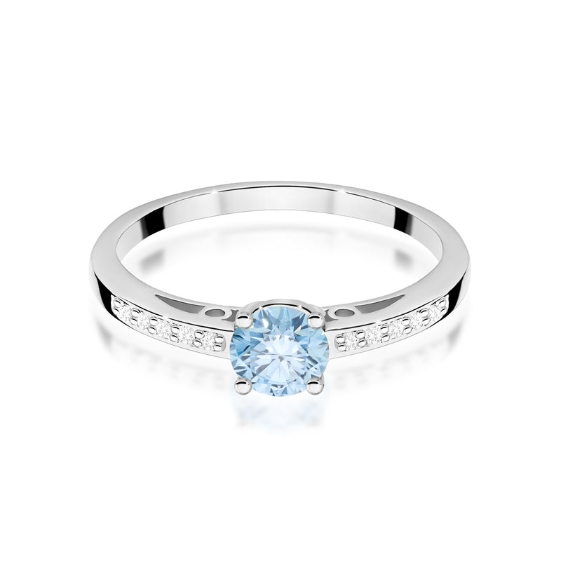 Inel Aur 9K cu Diamante Albastre de Laborator 0.55 ct, imaginea 6 din 8