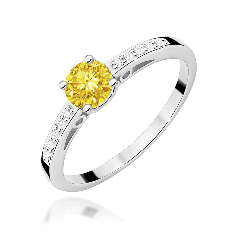 Inel Aur 9K cu Diamante Galbene de Laborator 0.55 ct, imaginea 5 din 8