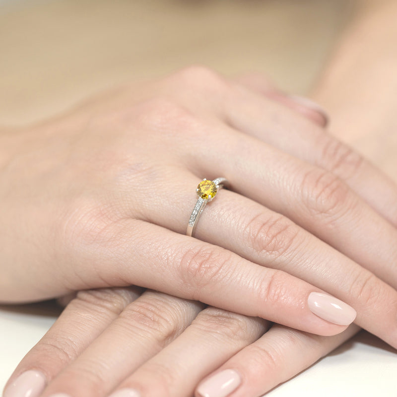 Inel Aur 9K cu Diamante Galbene de Laborator 0.55 ct, imaginea 8 din 8