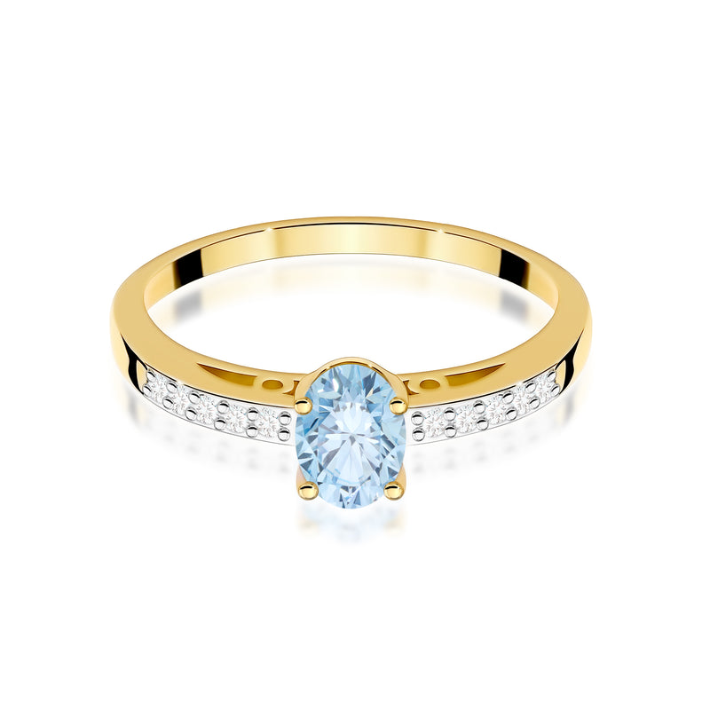 Inel Aur 9K cu Diamante Albastre de Laborator 0.55 ct, imaginea 2 din 6