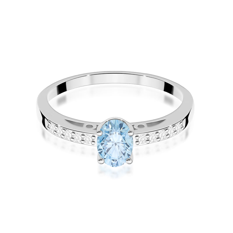 Inel Aur 9K cu Diamante Albastre de Laborator 0.55 ct, imaginea 5 din 6