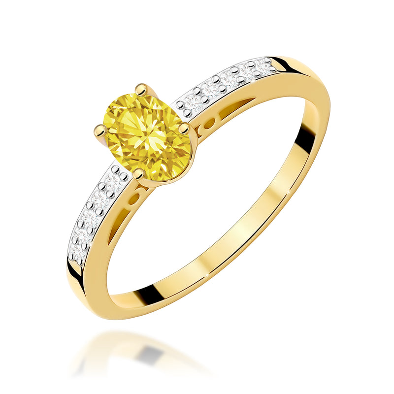Inel Aur 9K cu Diamante Galbene de Laborator 0.55 ct — Aur galben