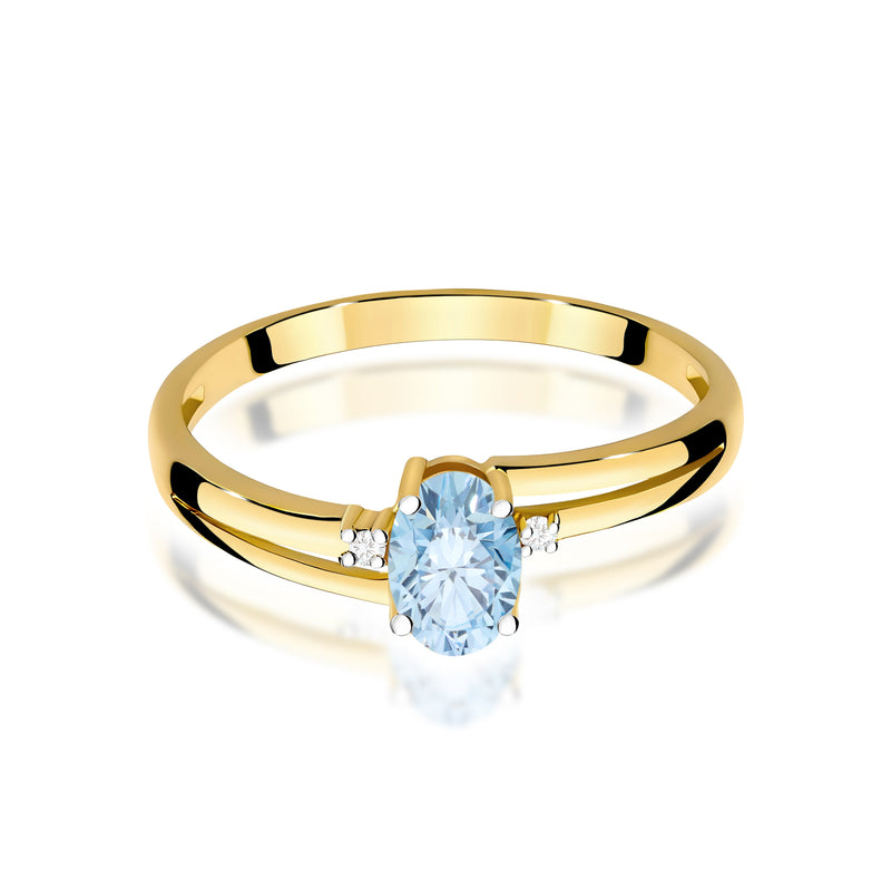 Inel Aur 9K cu Diamante Albastre de Laborator 0.53 ct, imaginea 2 din 8