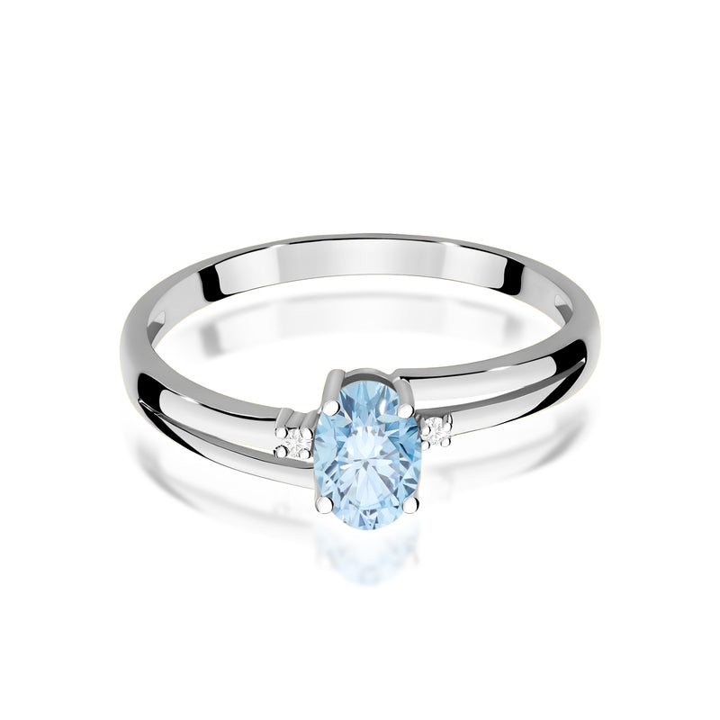 Inel Aur 9K cu Diamante Albastre de Laborator 0.53 ct, imaginea 6 din 8