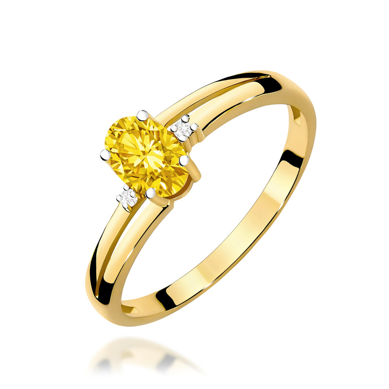 Inel Aur 9K cu Diamante Galbene de Laborator 0.53 ct — Aur galben