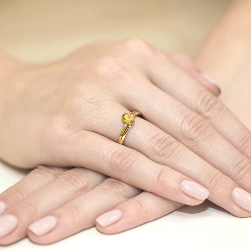 Inel Aur 9K cu Diamante Galbene de Laborator 0.53 ct, imaginea 4 din 8