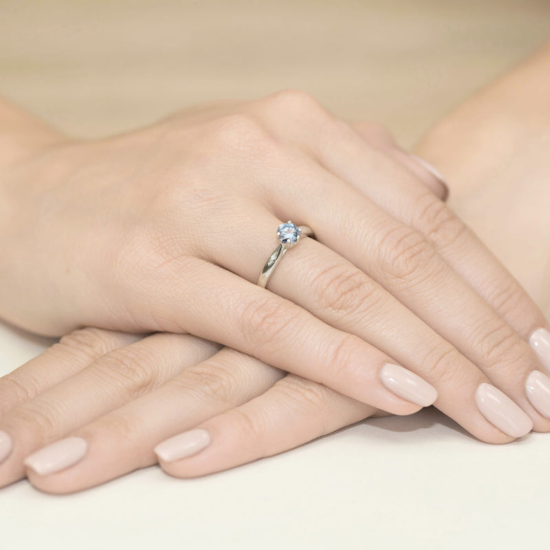 Inel Aur 9K cu Diamante Albastre de Laborator 0.51 ct, imaginea 8 din 8