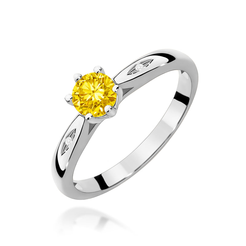 Inel Aur 9K cu Diamante Galbene de Laborator 0.51 ct, imaginea 5 din 8