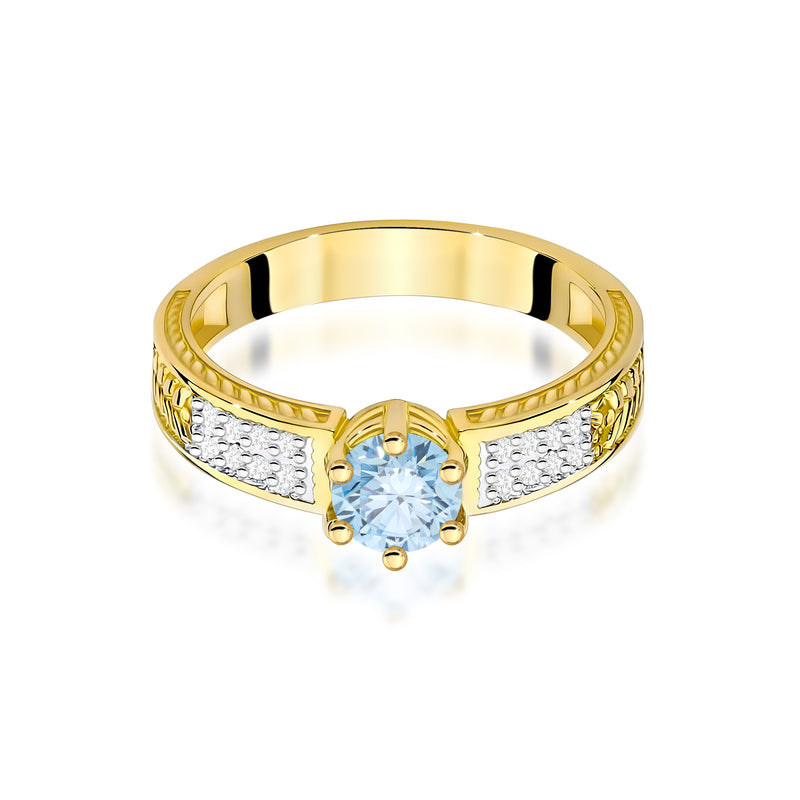 Inel Aur 9K cu Diamante Albastre de Laborator 0.58 ct, imaginea 2 din 8