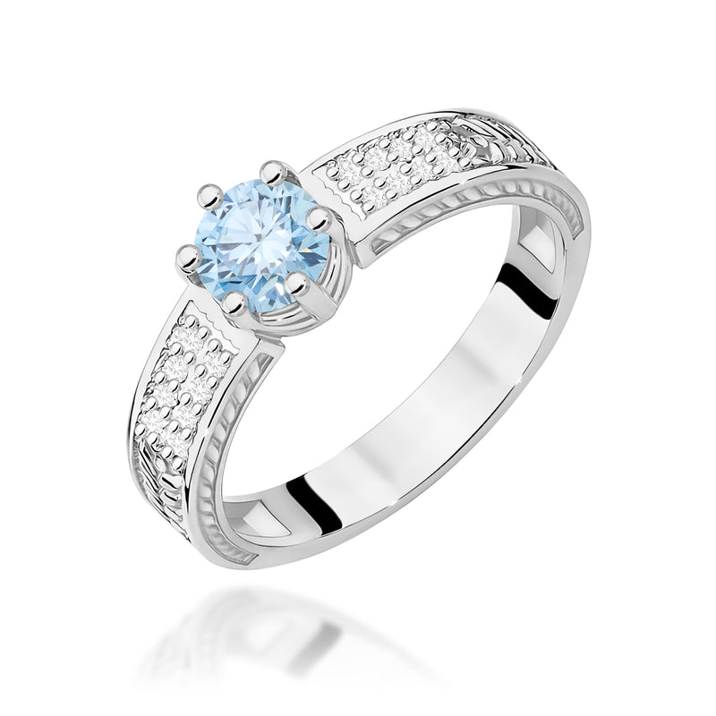 Inel Aur 9K cu Diamante Albastre de Laborator 0.58 ct, imaginea 5 din 8