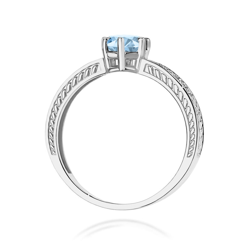 Inel Aur 9K cu Diamante Albastre de Laborator 0.58 ct, imaginea 7 din 8