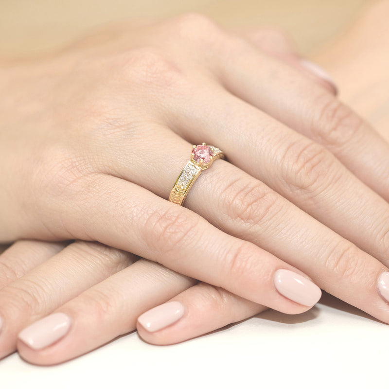 Inel Aur 9K cu Diamante Roz de Laborator 0.58 ct, imaginea 4 din 8